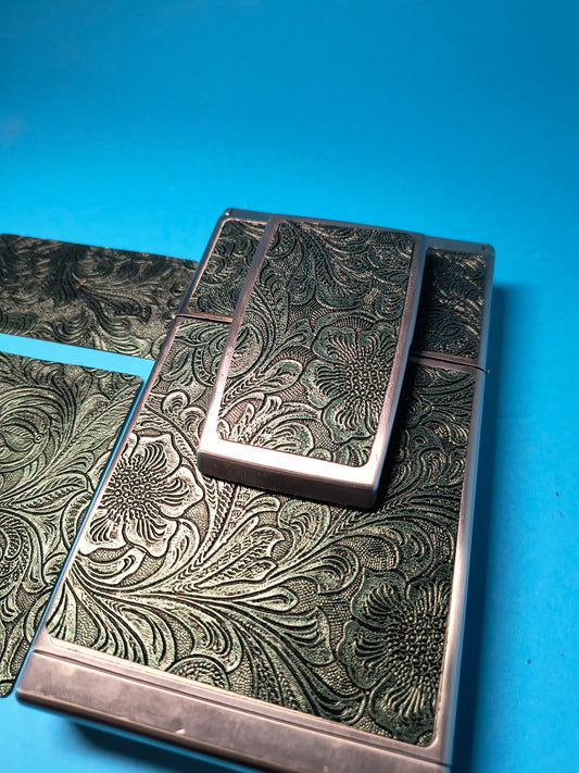 SKIN tema floreale verde metallico